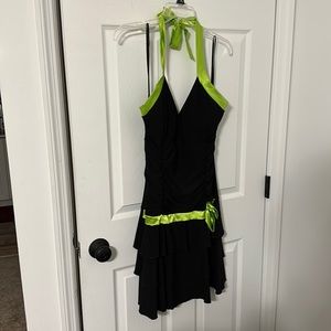 Black and lime green halter Taboo 1x dress